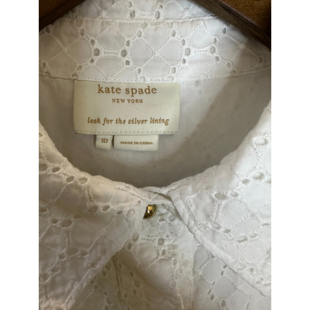 Kate Spade New York White Cotton Eyelet Sleeveless Button Front Dress *Altered - Picture 7 of 13